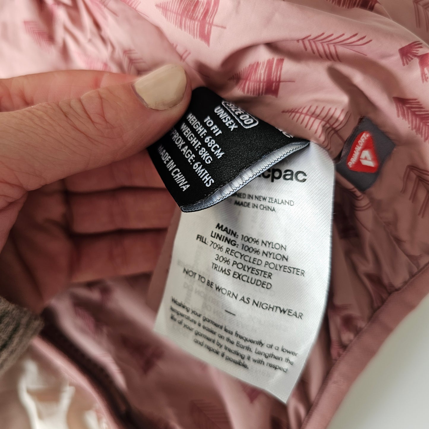 Macpac Primaloft Reversable Puffer Jacket - Size 3-6m