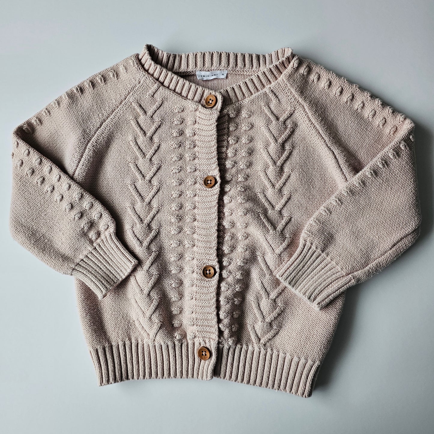 Jamie Kay Rose Smoke Cable Knit Cardigan - Size 3