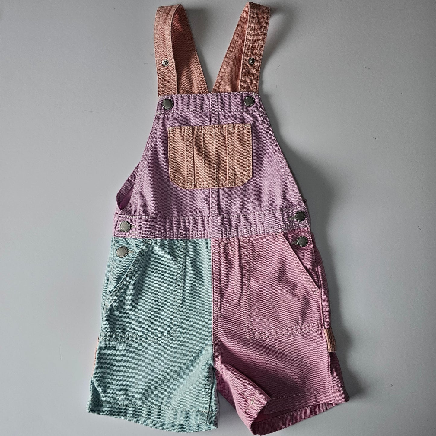 Cotton on Kids Colour Block Denim Overalls - Size 6