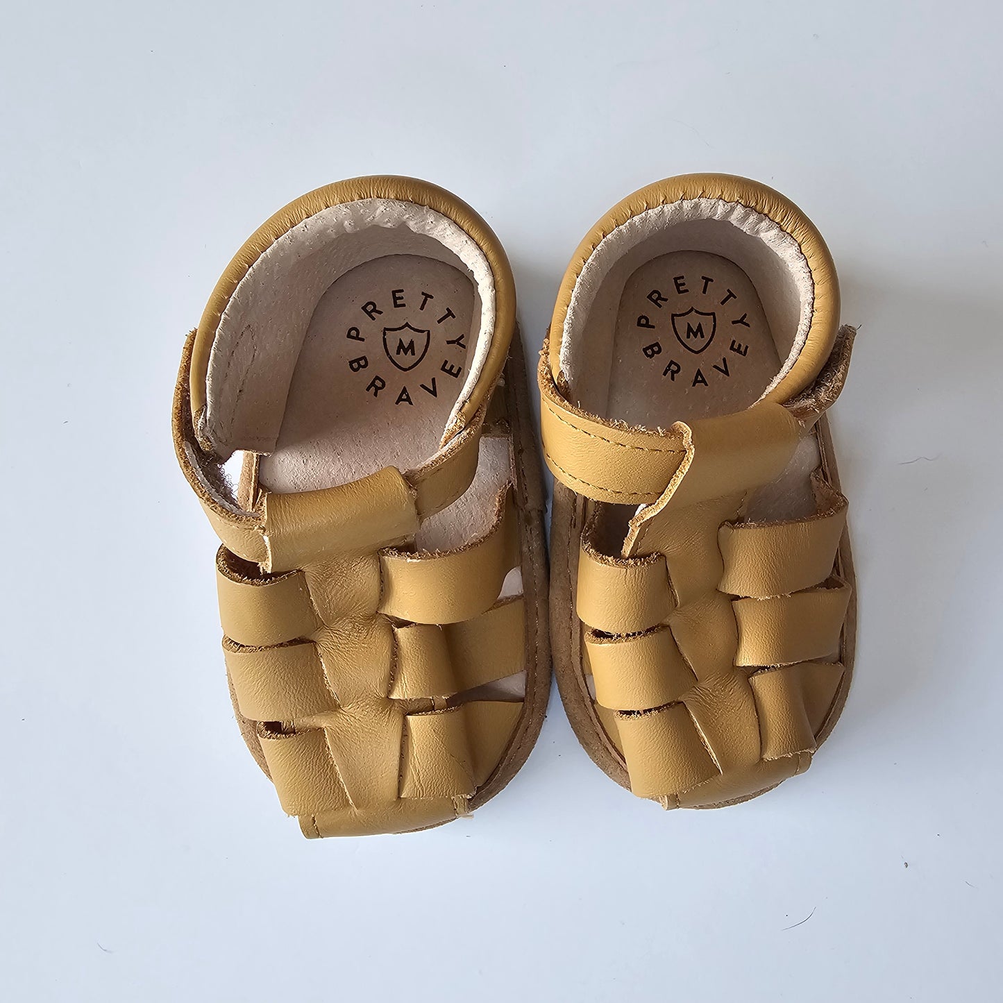 Pretty Brave Tan Soft Sole Baby Sandles - Size M