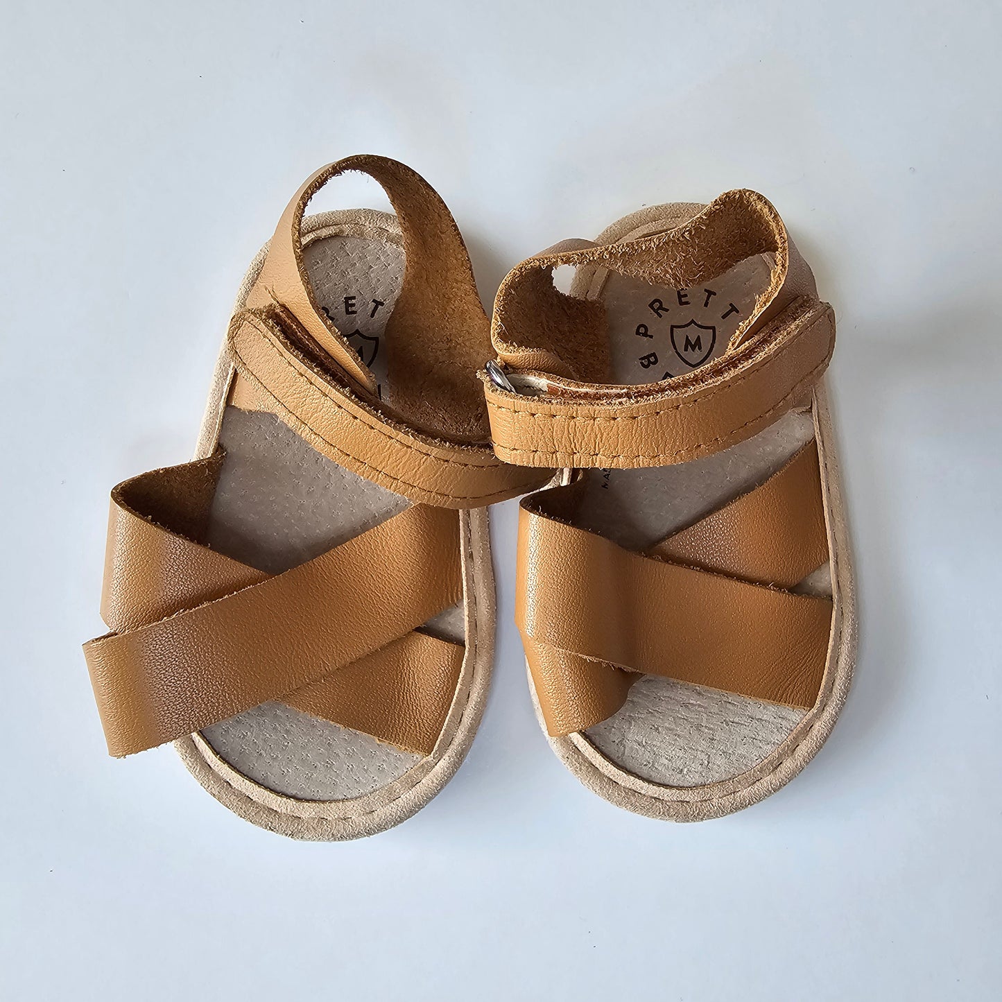 Pretty Brave Tan Soft Sole Baby Sandles - Size M