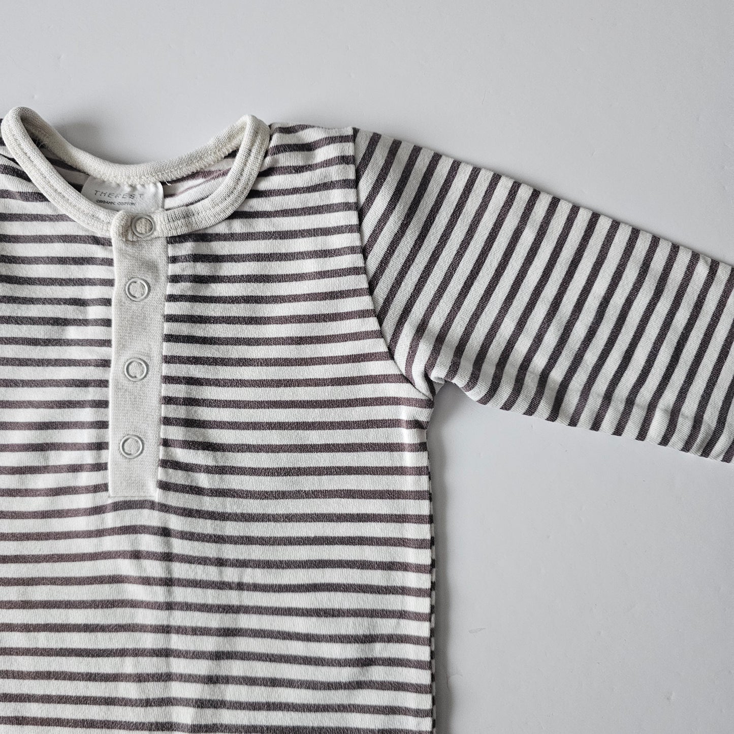 The Rest Stripe Henley Onsie - Size 6-12m