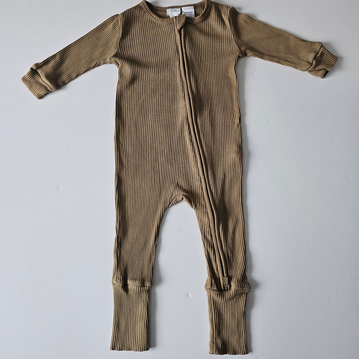 Jamie Kay Pecan Ribbed Frankie Onsie - Size 6-12m