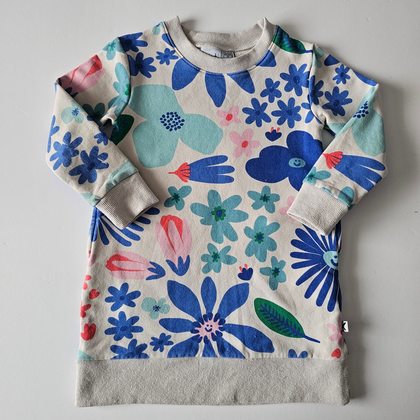 Minti Furry Flower Sweatshirt Dress - Size 4