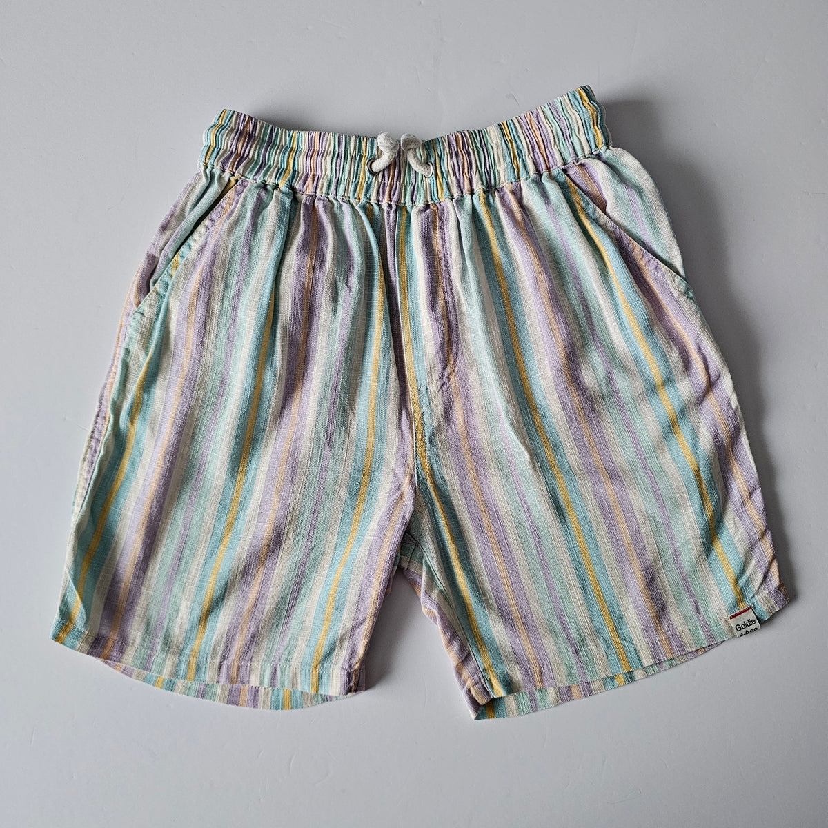 Goldie & Ace Linen Stripe Holiday Shirt & Shorts Duo - Size 8