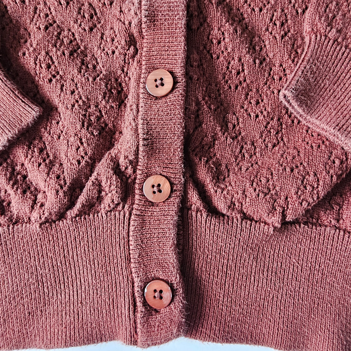 Jamie Kay Cherry Mahogany Knit Cardigan (flaw) - Size 5