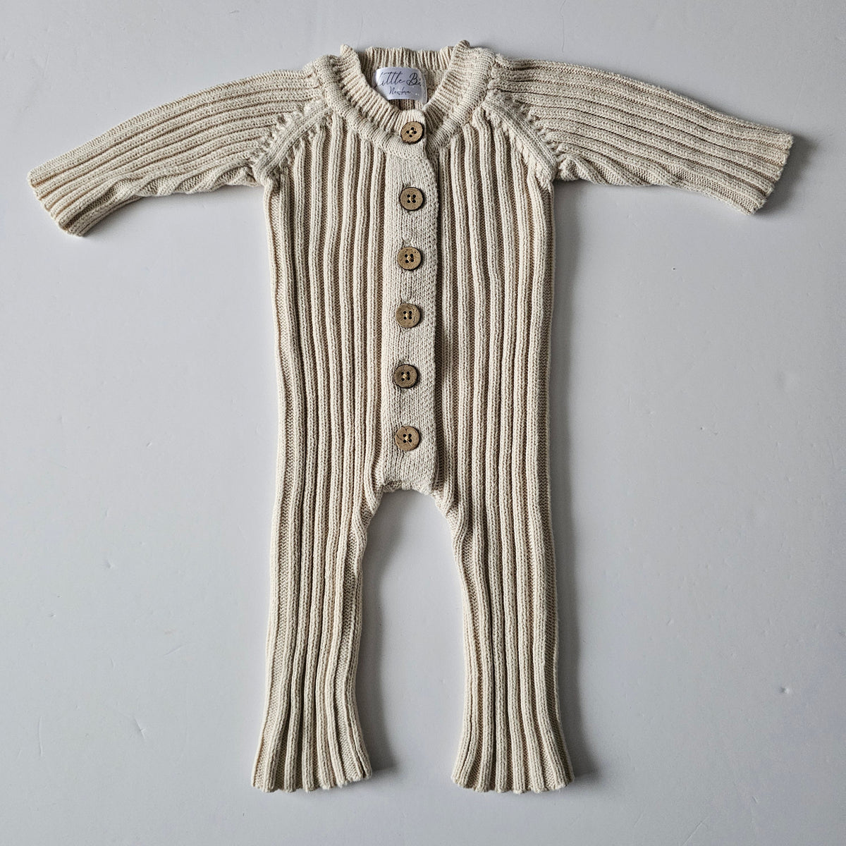 Little B's Honey Milk Knit Ribbed Romper - Size Newborn