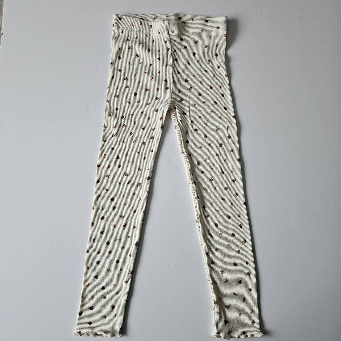 Mini Mango Organic Floral Ribbed Leggings - Size 6