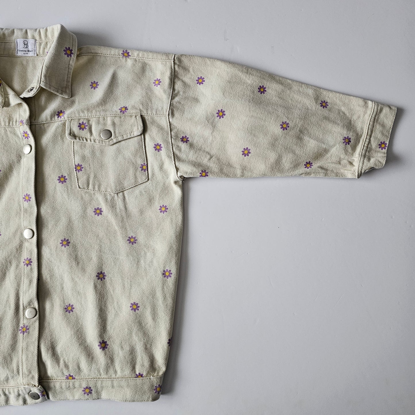 Sienna Blair Floral Denim Bomber Jacket - Size 6-7