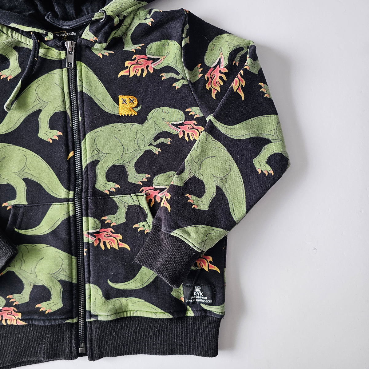 Rock your Kid Dino Zip Hoodie - Size 4