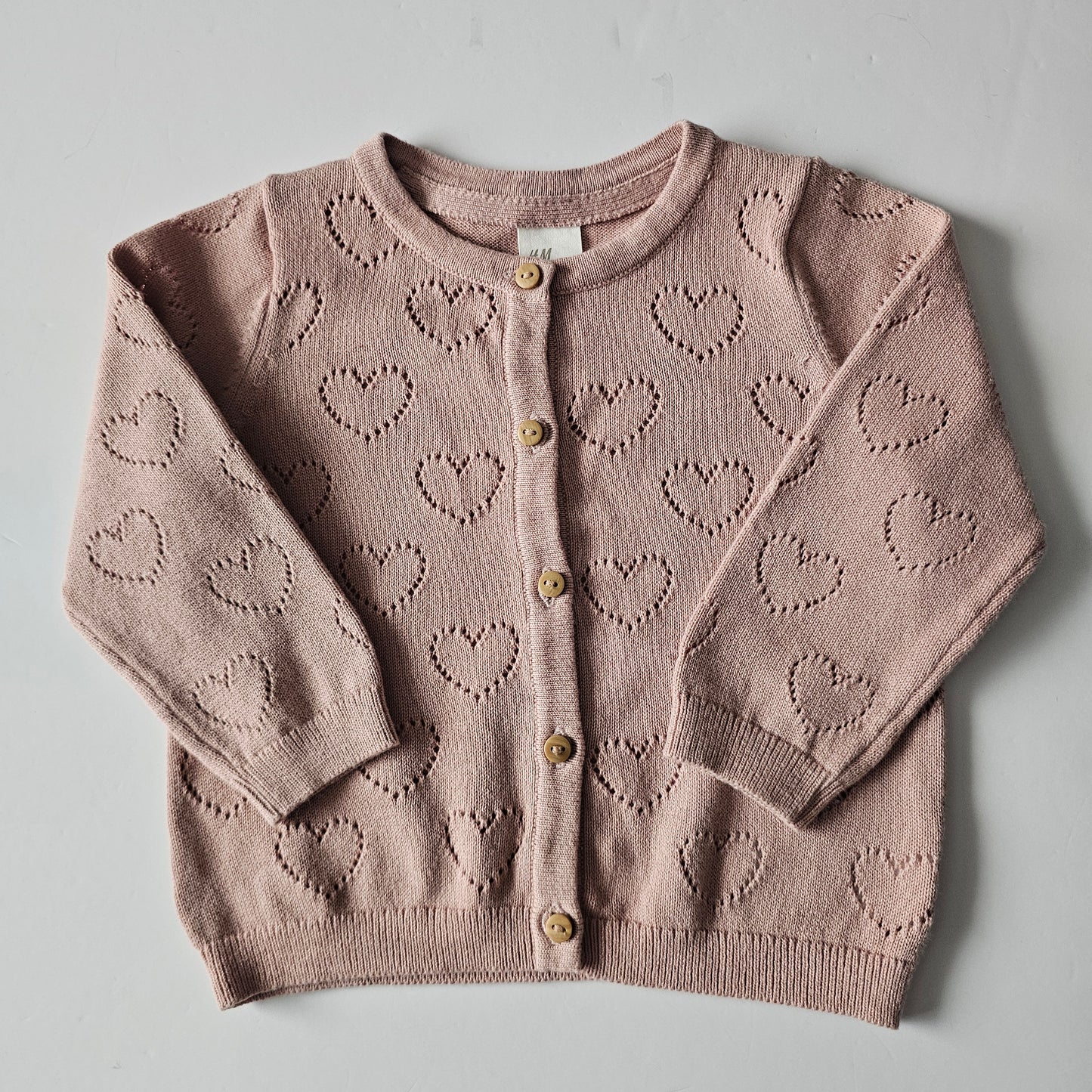 H&M 100% Cotton Heart Knit Cardigan *BNWOT* - Size 3-6m