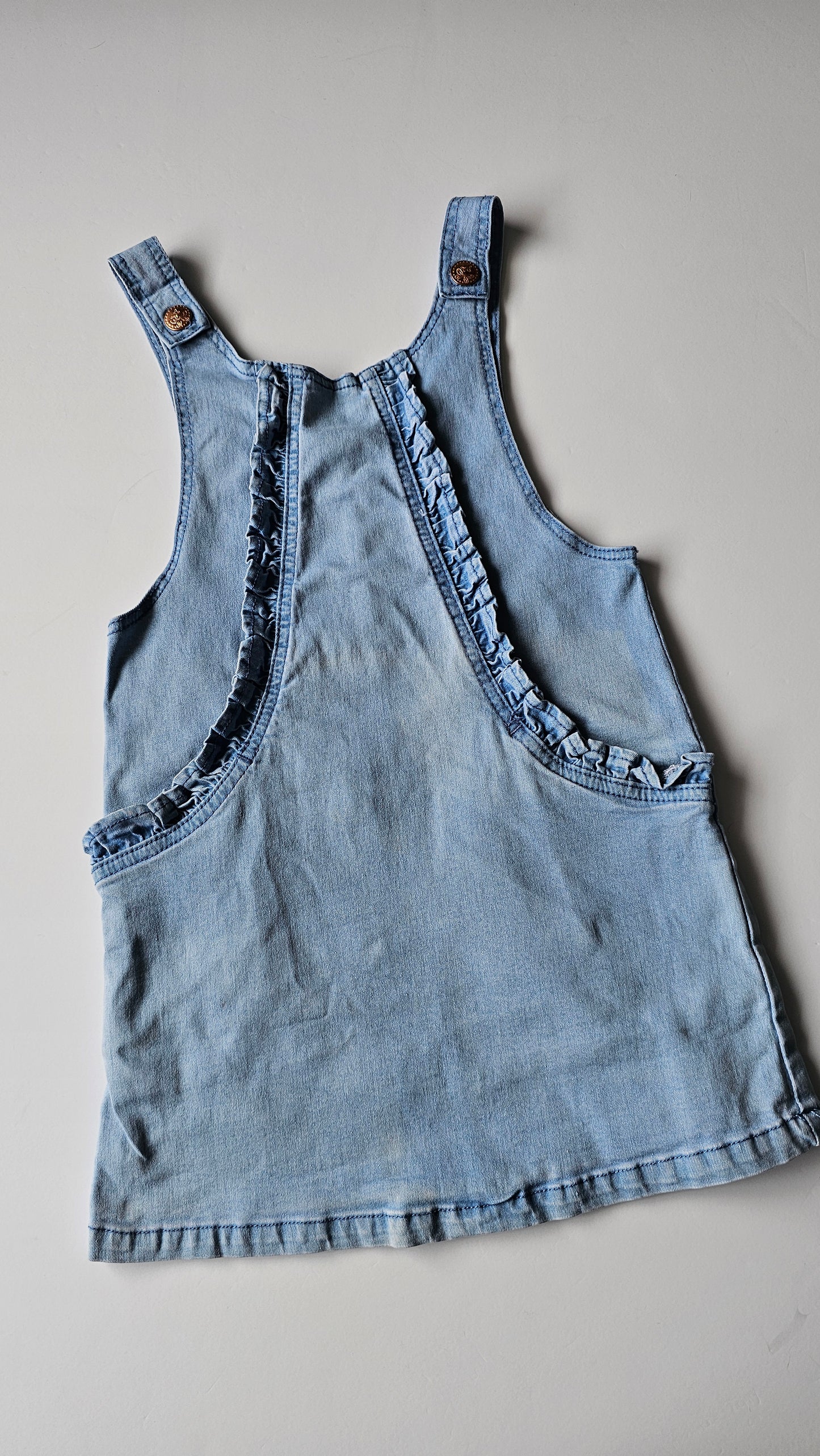 Mini Mango Denim Pinafore Dress - Size 5