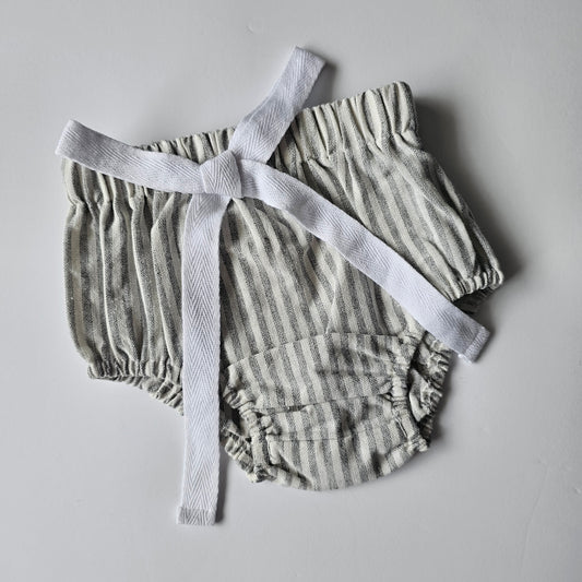 Blue Daist Stripe Linen Blend Bloomers - Size 3-6m