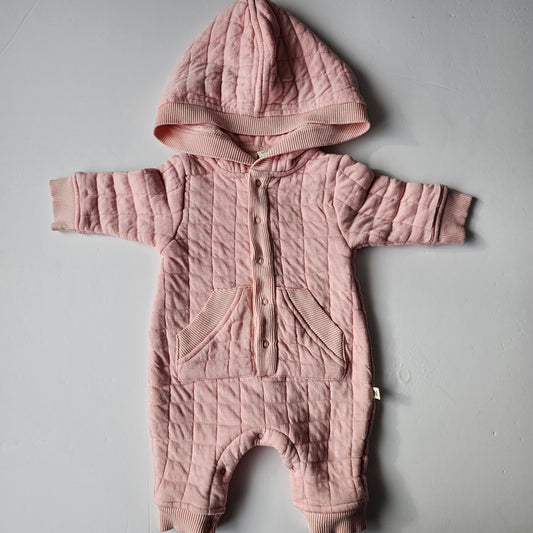 Nature Baby Quilted Hooded Onepiece - Size 0-3m