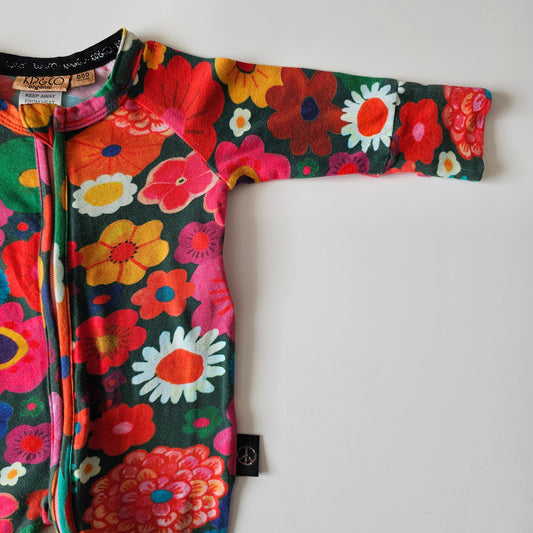 Kip & Co Flower Zip Onsie - Size 0-3m