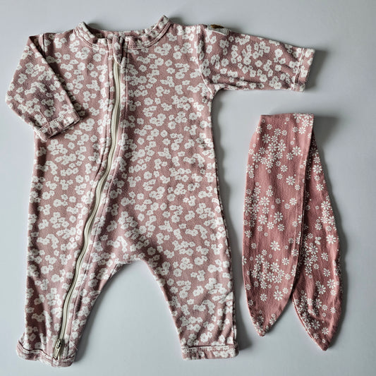 Hux Floral Onsie & Headband - Size 0-3m