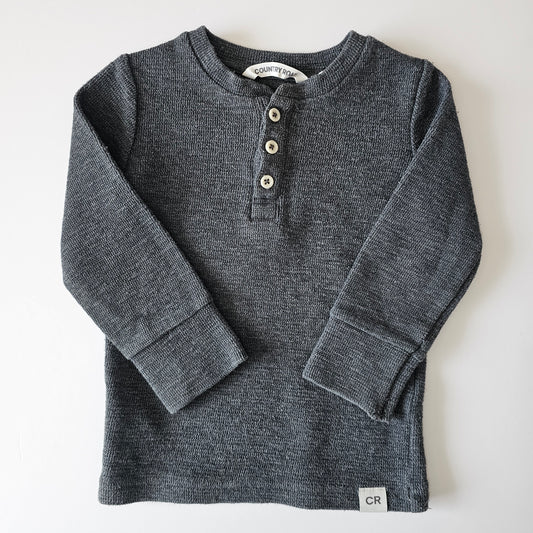 Country Road Dark Grey Henley Top - Size 2