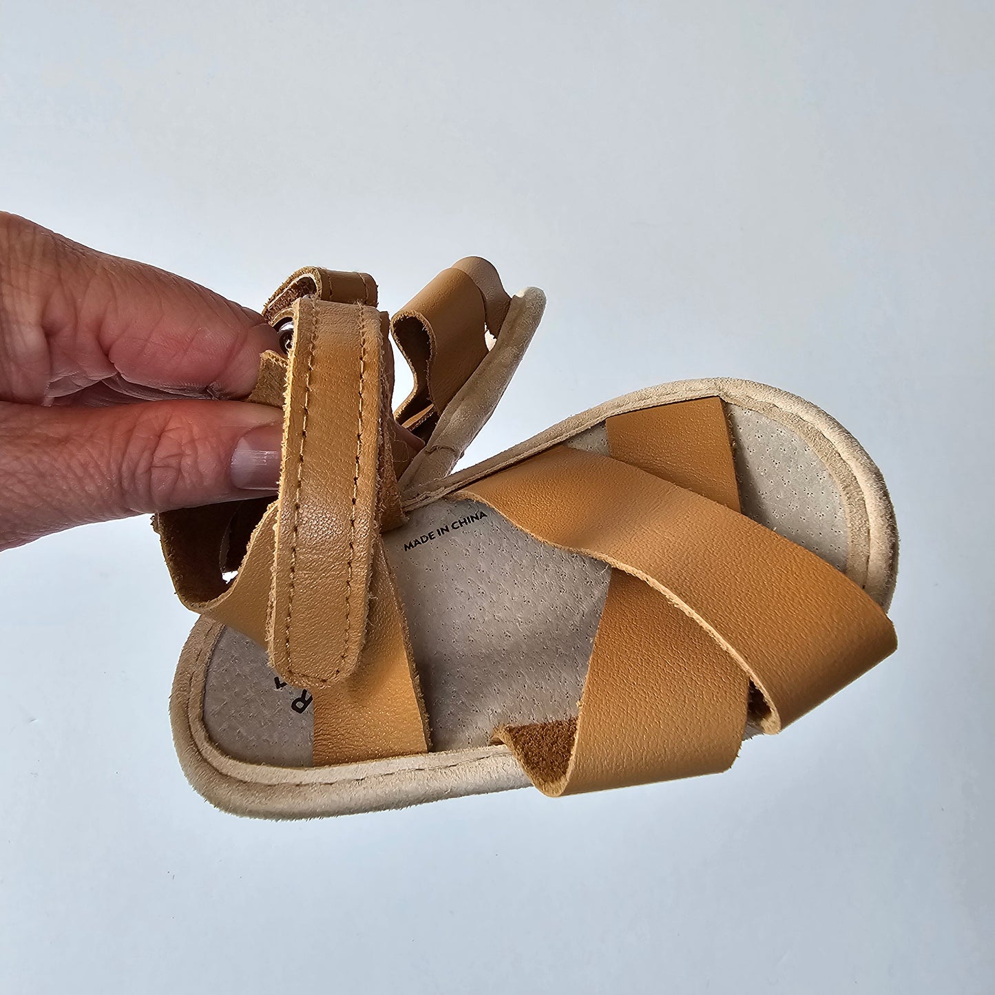 Pretty Brave Tan Soft Sole Baby Sandles - Size M