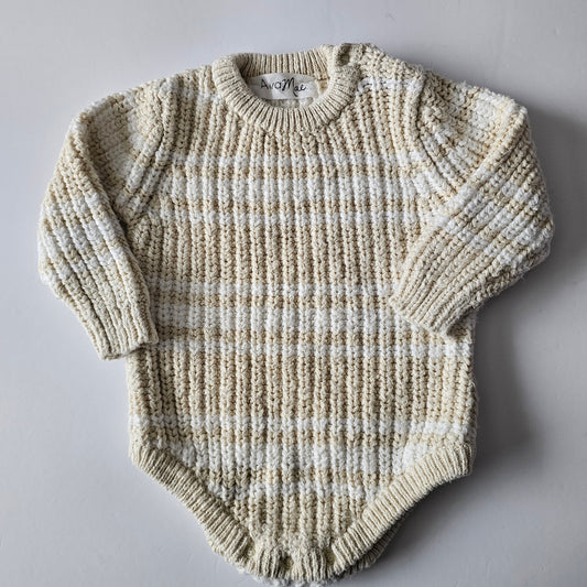 Awamae Textured Cotton Knit Romper - Size 12-18m