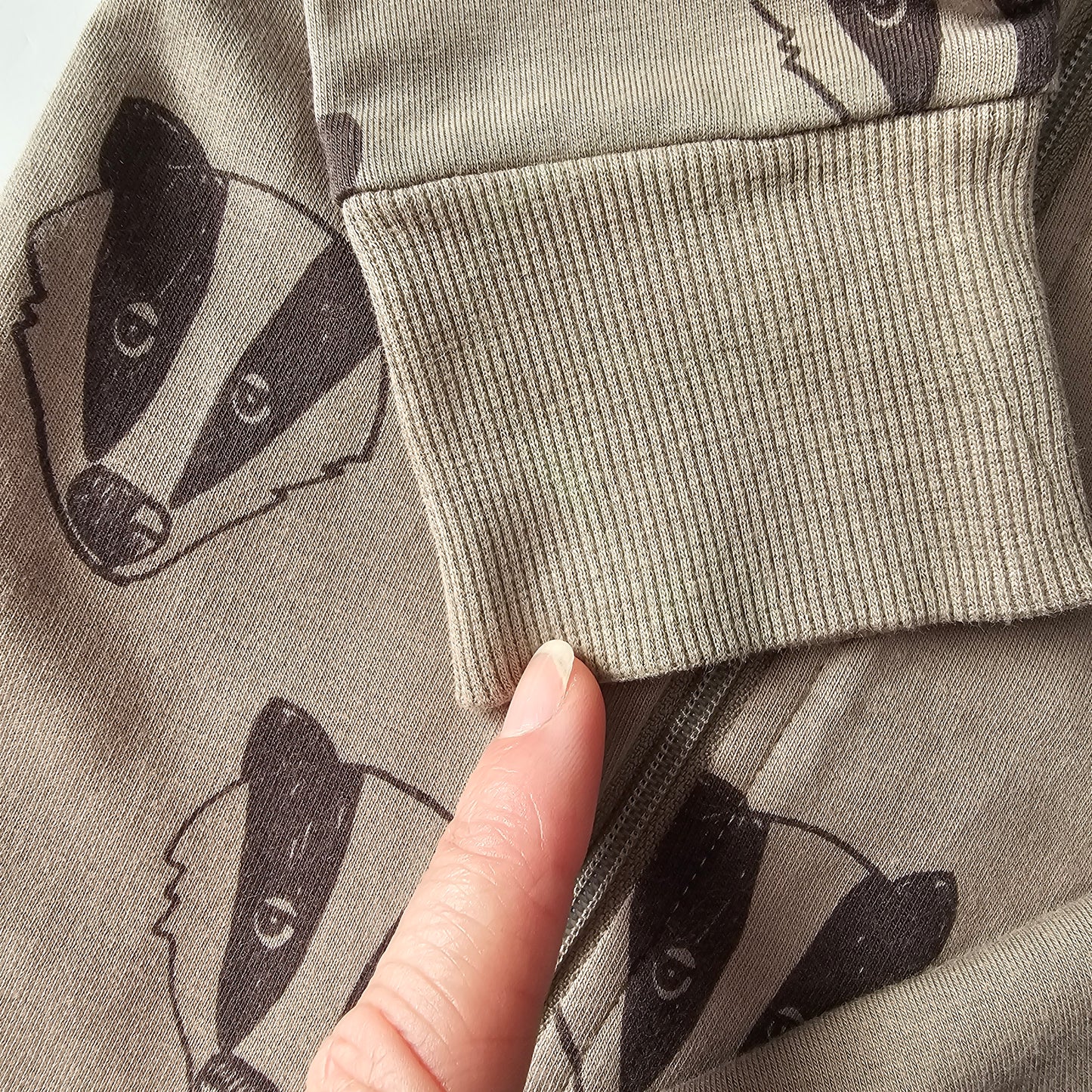 Mini Rodini Badger Hooded Zip Onsie (minor flaw) - Size 1