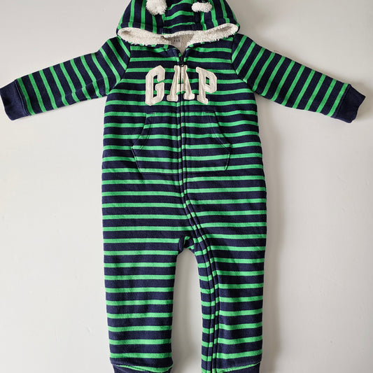 Gap Fleece Lined Hooded Onepiece - Size 18-24m