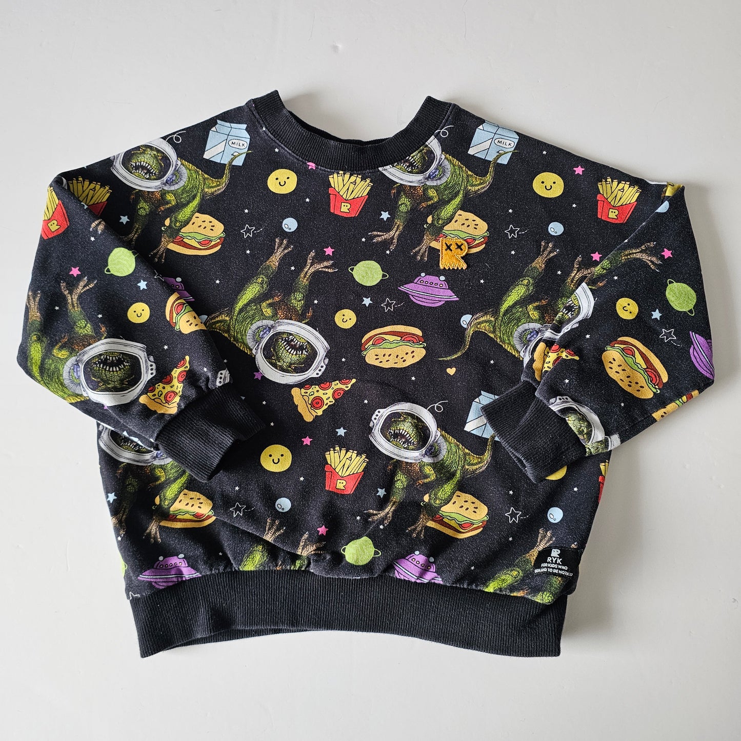 Rock your Kid Space Dino Sweatshirt - Size 4