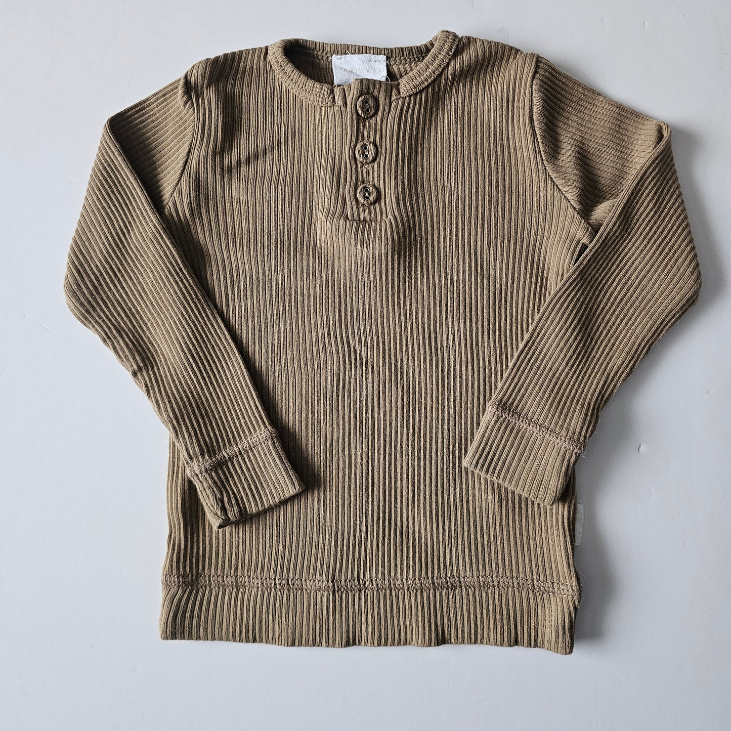 Jamie Kay Pecan Ribbed  Henley Top - Size 6-12m