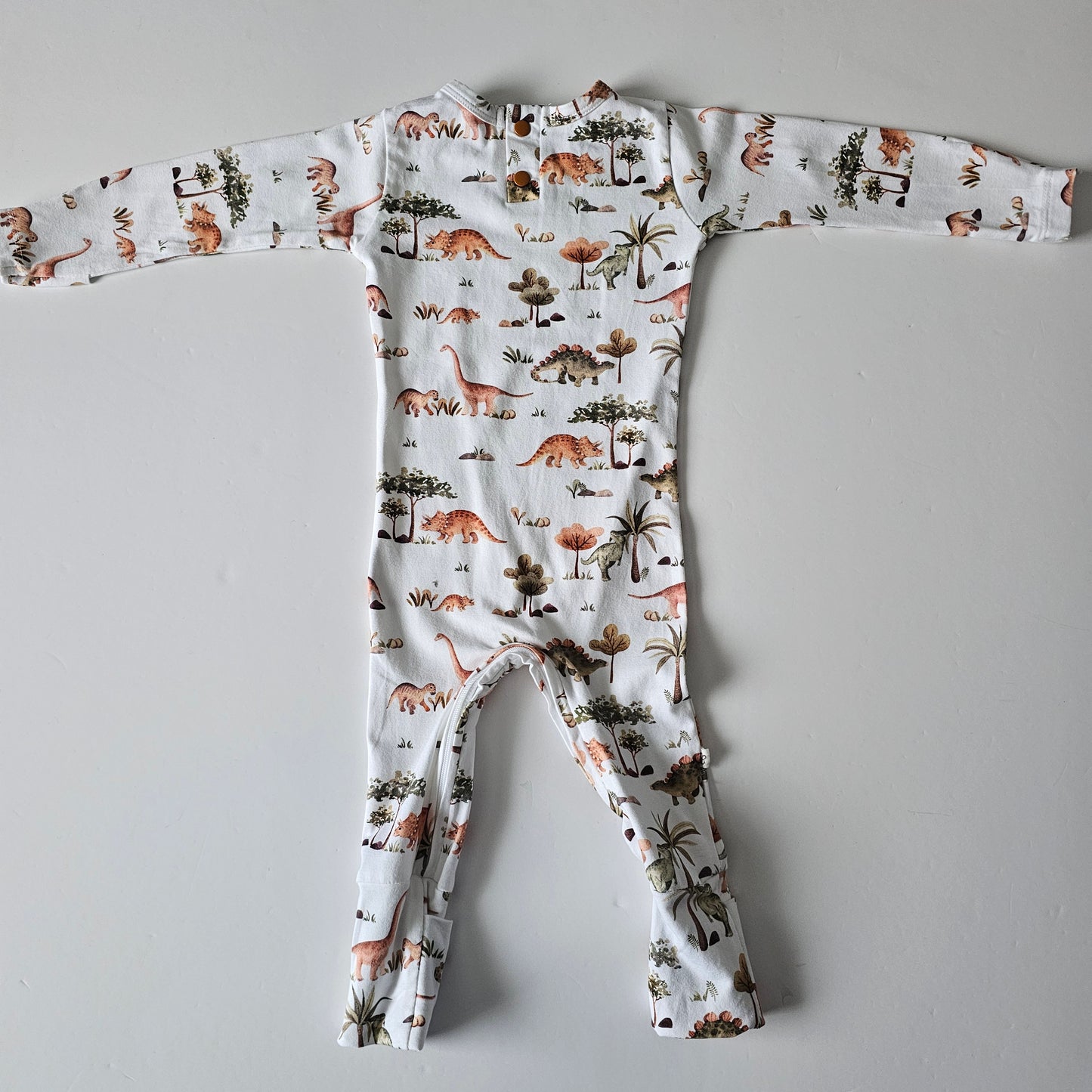 Snuggle Hunny Dinosaur Zip Henley Onsie - Size 3-6m