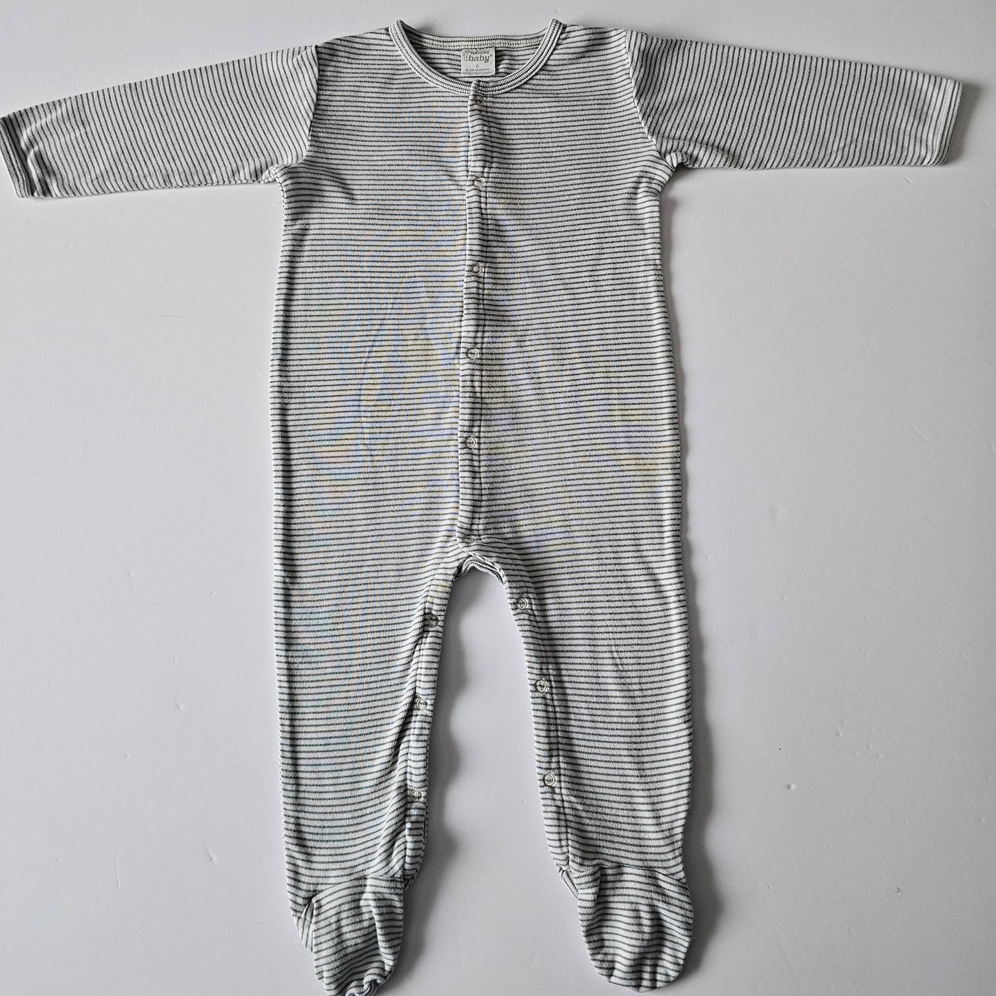 Nature Baby Stripe Stretch & Grow Onsie - Size 6-12m