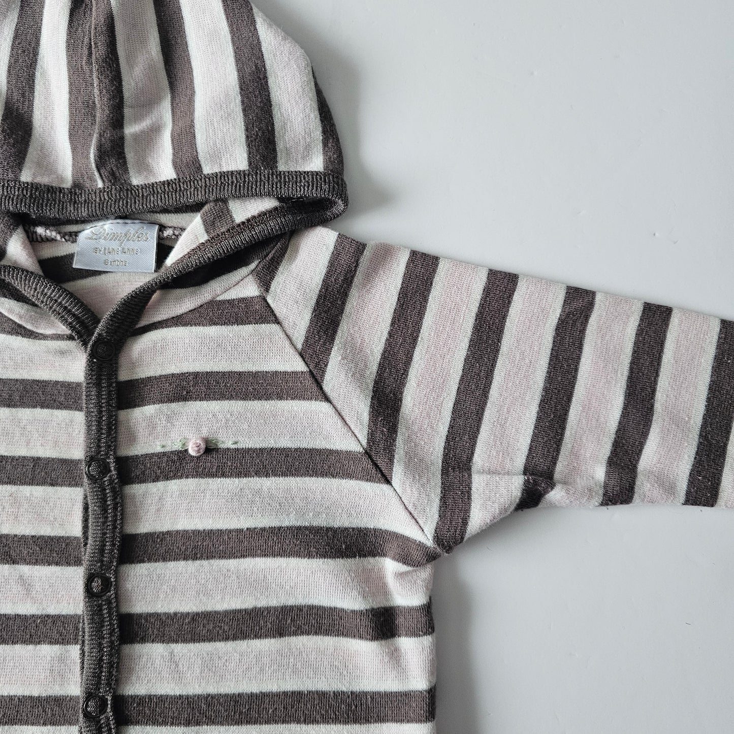 Dimples by Jane Anne Merino/Cotton Hooded Cardigan - Size 6-12m