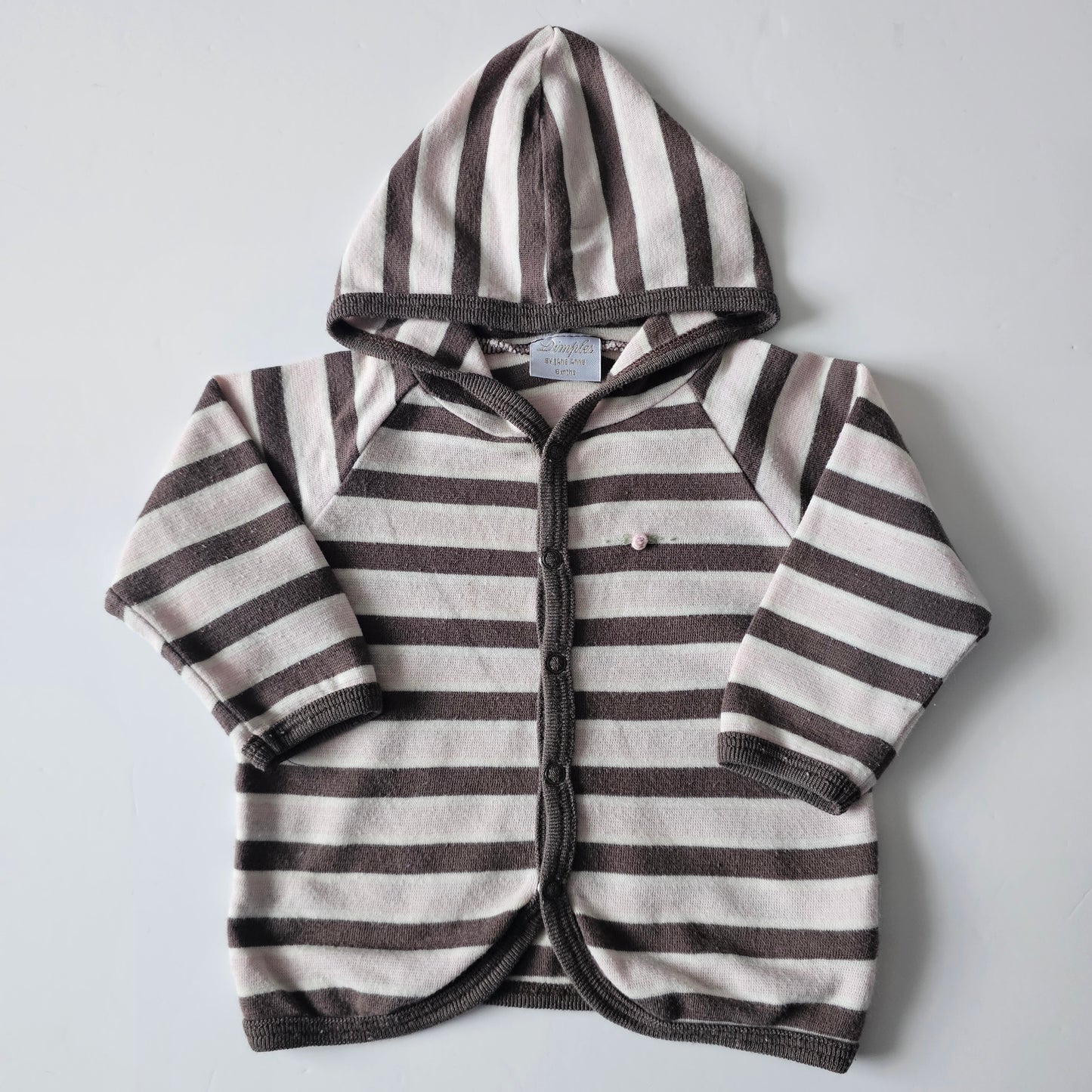 Dimples by Jane Anne Merino/Cotton Hooded Cardigan - Size 6-12m
