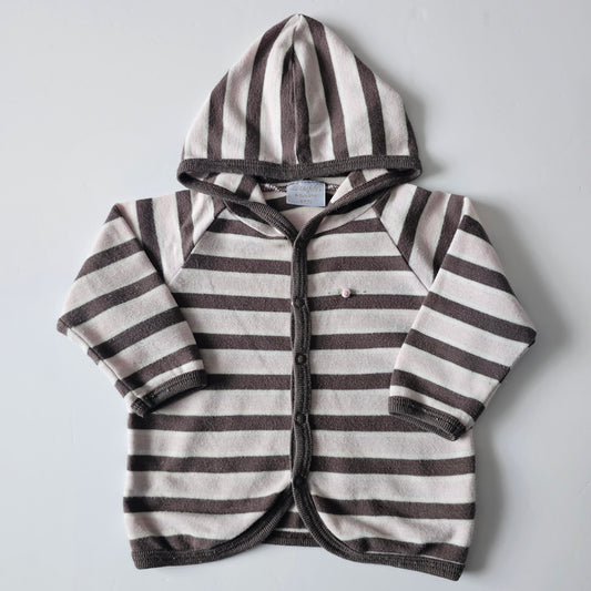 Dimples by Jane Anne Merino/Cotton Hooded Cardigan - Size 6-12m