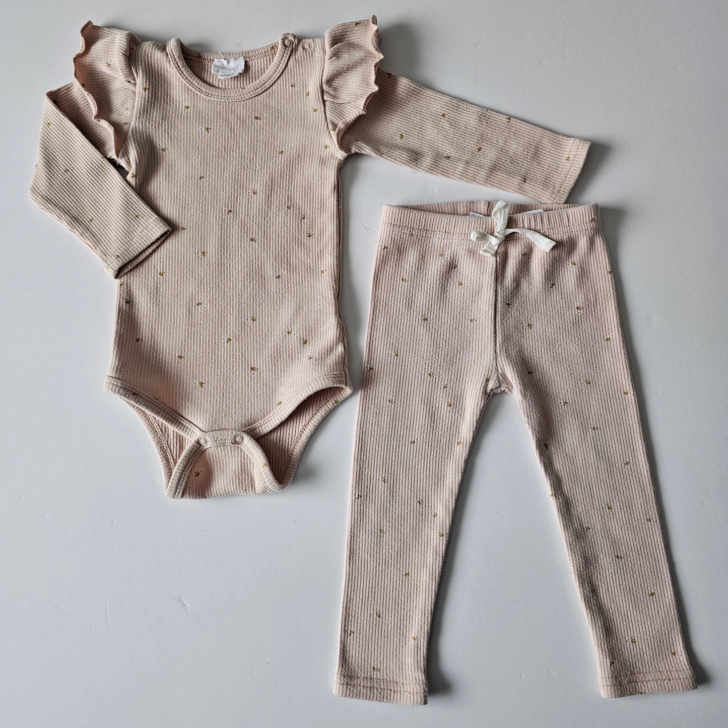 Jamie Kay Ribbed Floral Bodysuit & Legging Set - Size 6-12m