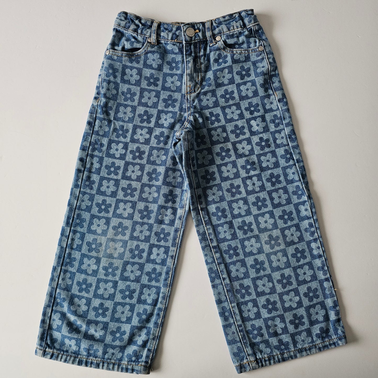 Mac & Elle Flower Denim Jeans - Size 5 (best fit, adjustable waist)