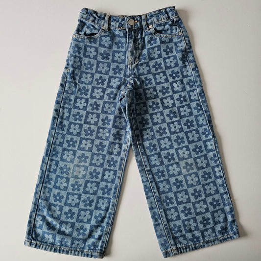 Mac & Elle Flower Denim Jeans - Size 5 (best fit, adjustable waist)