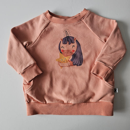 Minti Furry Unicorn Star Sweatshirt - Size 2-3