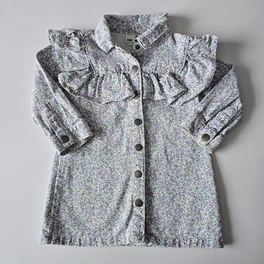 Cotton on Kids Denim Floral Dress - Size 2-3