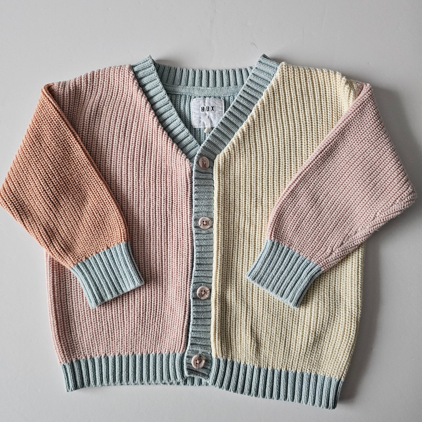 Hux Rainbow Chunky Knit Cardigan - Size 2 (best fit)