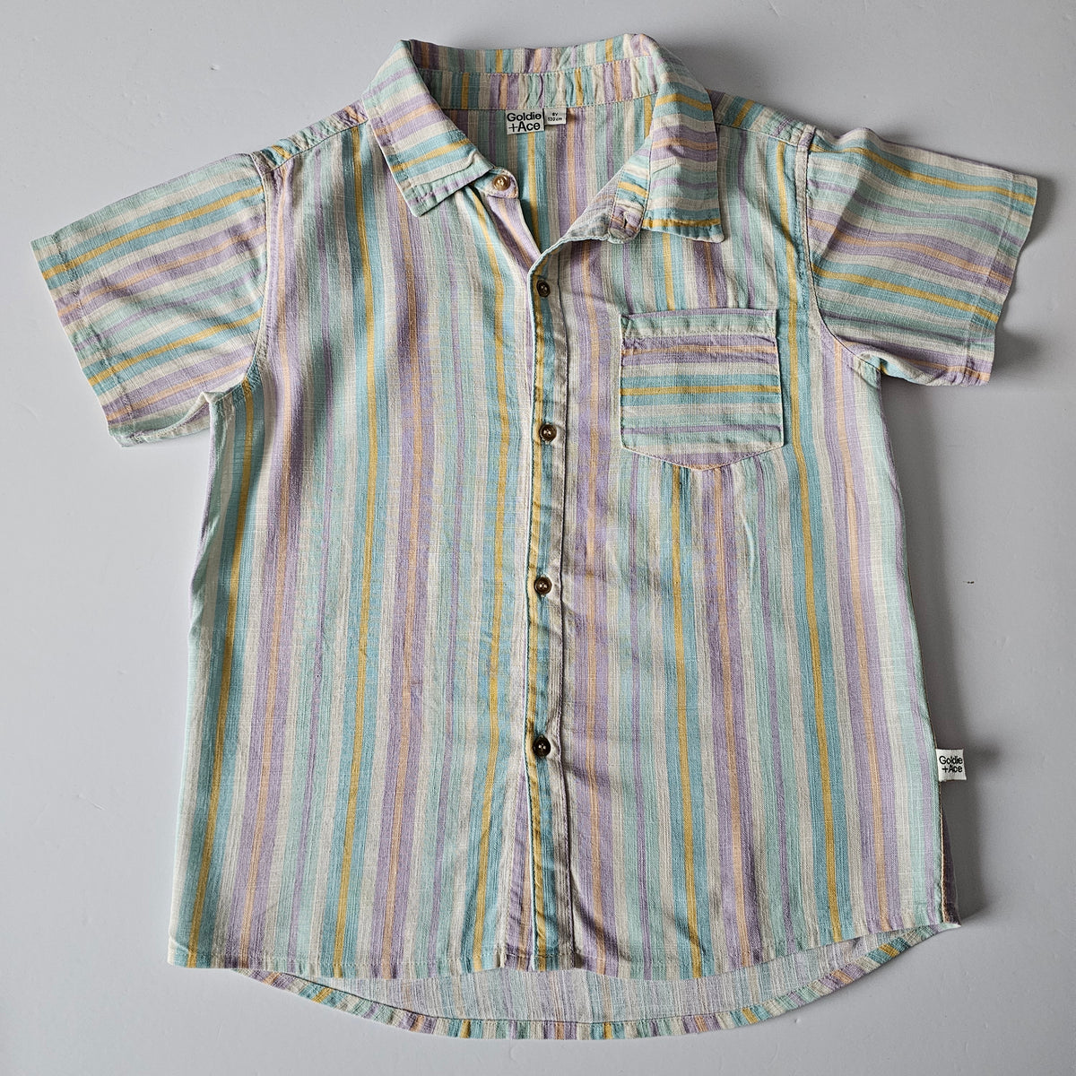 Goldie & Ace Linen Stripe Holiday Shirt & Shorts Duo - Size 8