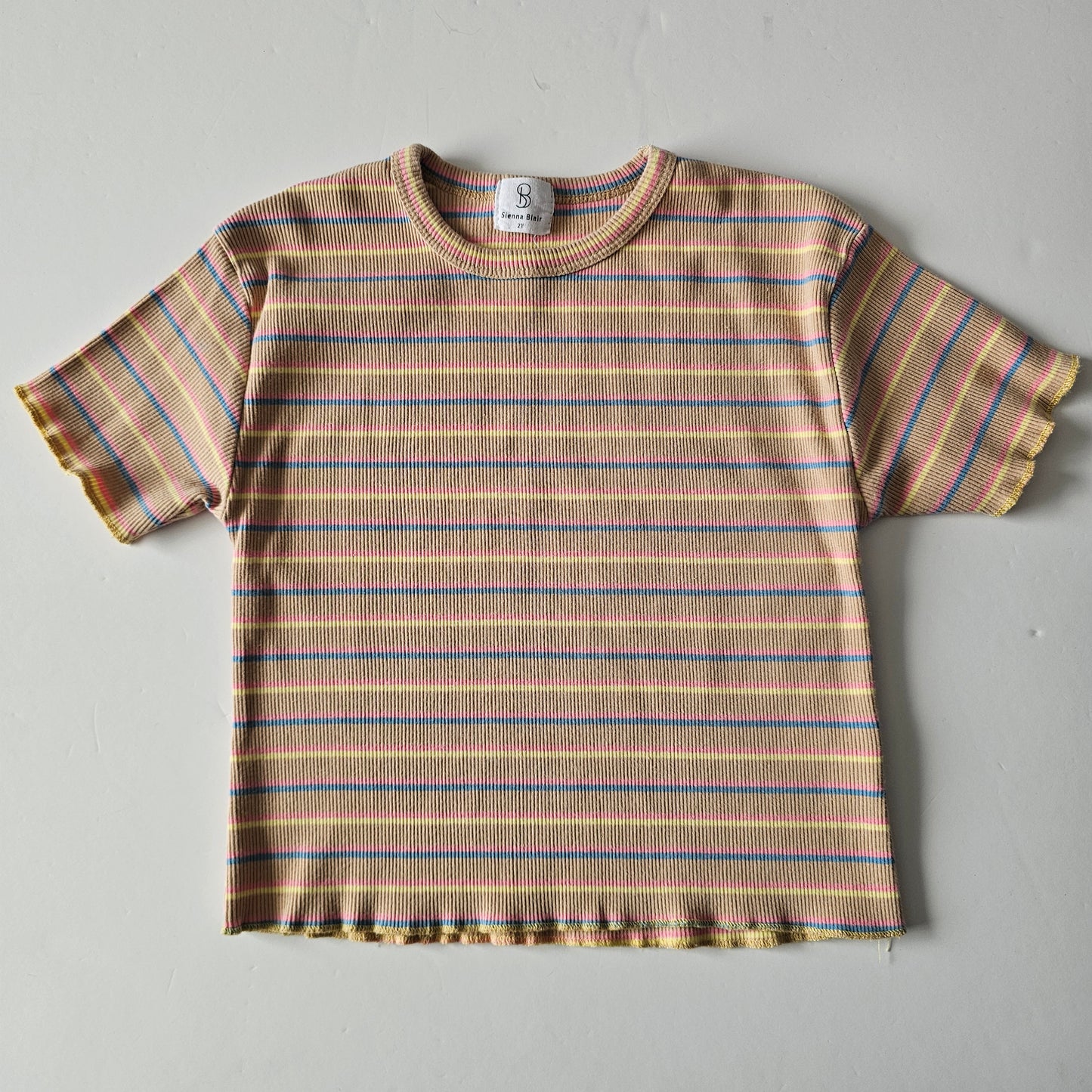 Sienna Blair Ribbed Stripe T-shirt - Size 2