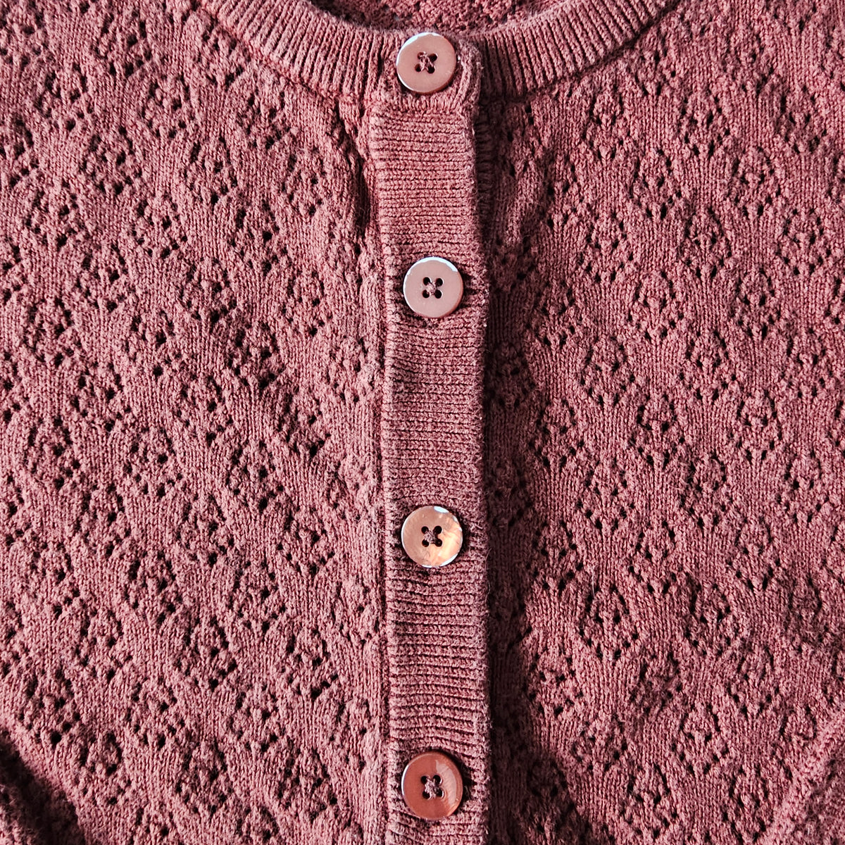 Jamie Kay Cherry Mahogany Knit Cardigan (flaw) - Size 5