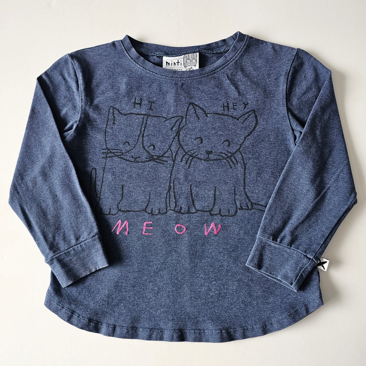Minti Meow Long Sleeve Top - Size 5