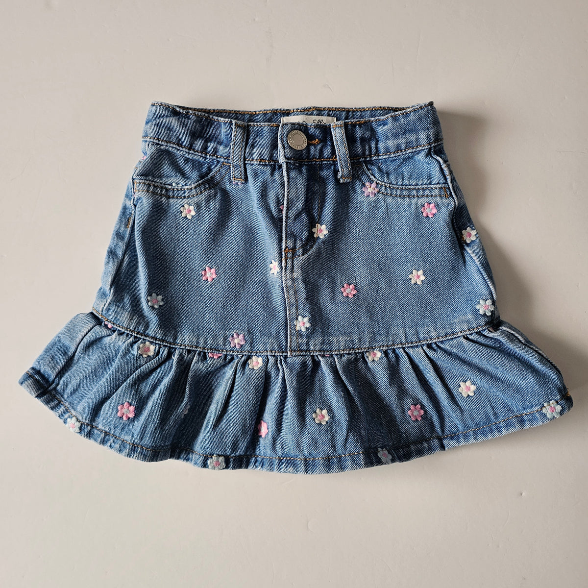 Mac & Elle Denim Floral Skirt - Size 4