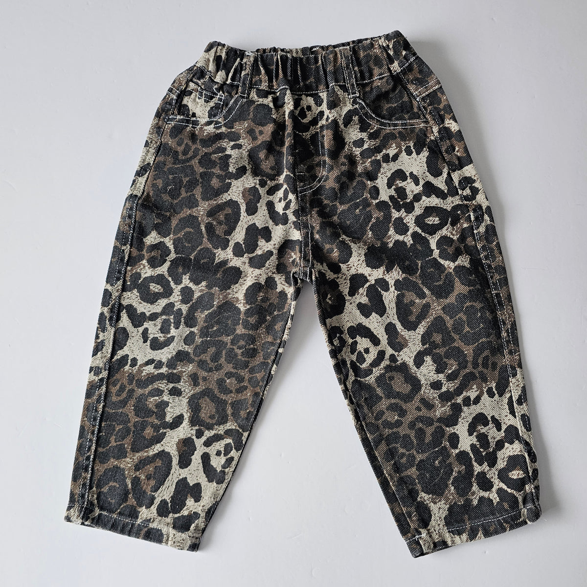 Animal Print Barrel Leg Jeans - Size 3-4