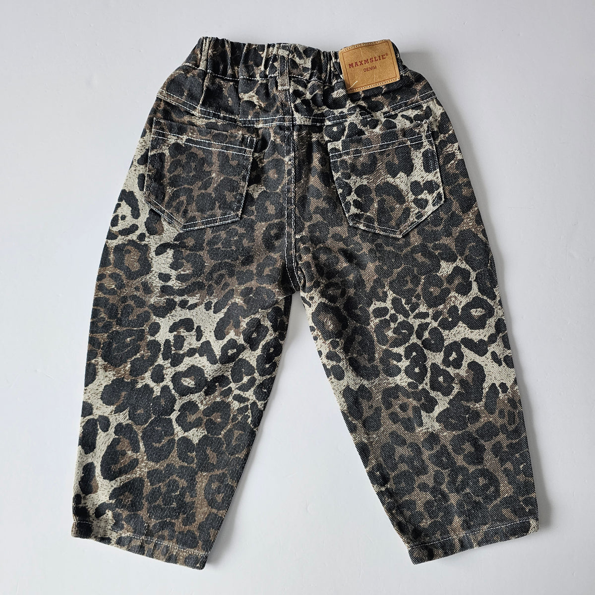 Animal Print Barrel Leg Jeans - Size 3-4