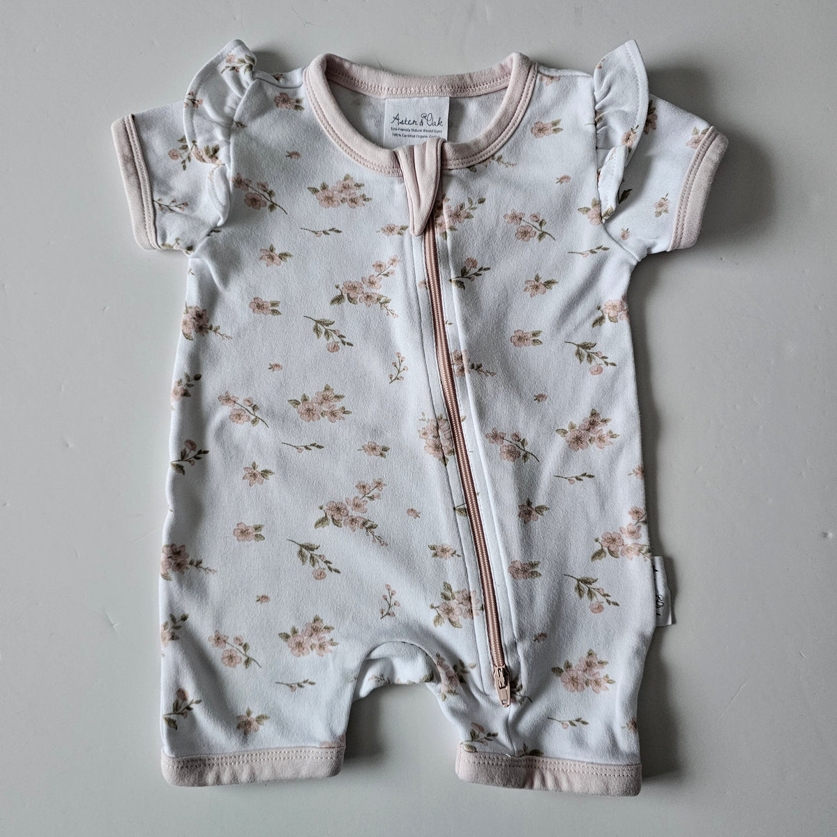 Aster & Oak Floral Summer Zip Onsie - Size 3-6m