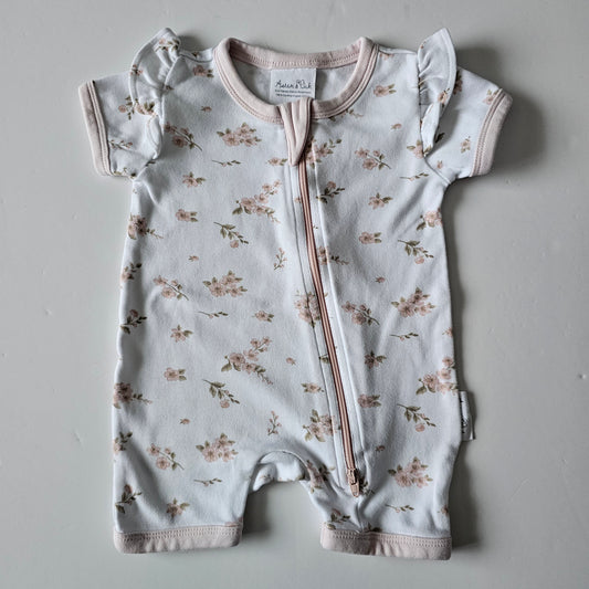 Aster & Oak Floral Summer Zip Onsie - Size 3-6m