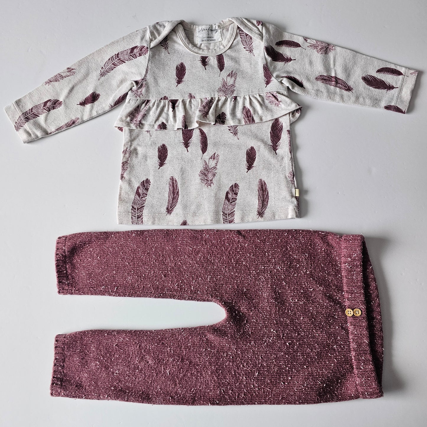 Wilson & Frenchy Knit Pants & Frill Top Set - Size 6-12m