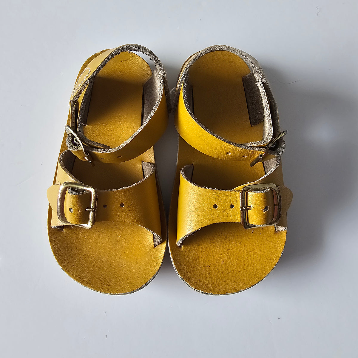 San Sun Saltwater Sandals Mustard - Size 4(US)