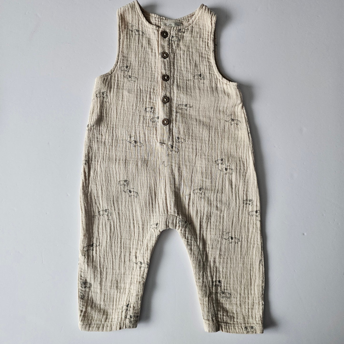 Rylee & Cru Elephants Button Jumpsuit - Size 3-6m